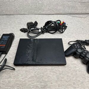 PlayStation 2 PS2 Slim Black Console With Cords & Controller Tested & Works!